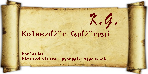 Koleszár Györgyi névjegykártya